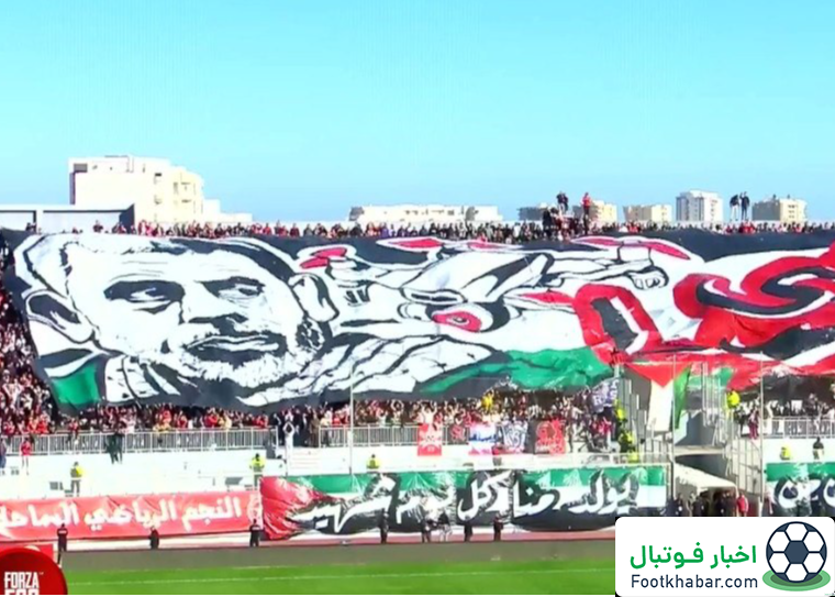 برافراشتن بنر شهید سنوار در لیگ فوتبال تونس
