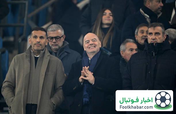 رئیس فیفا میهمان ویژه منچسترسیتی – چلسی (عکس)