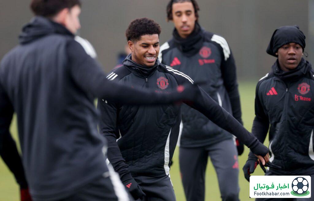 پیام به بارسا: خنده رشفورد در تمرین یونایتد (عکس)‏