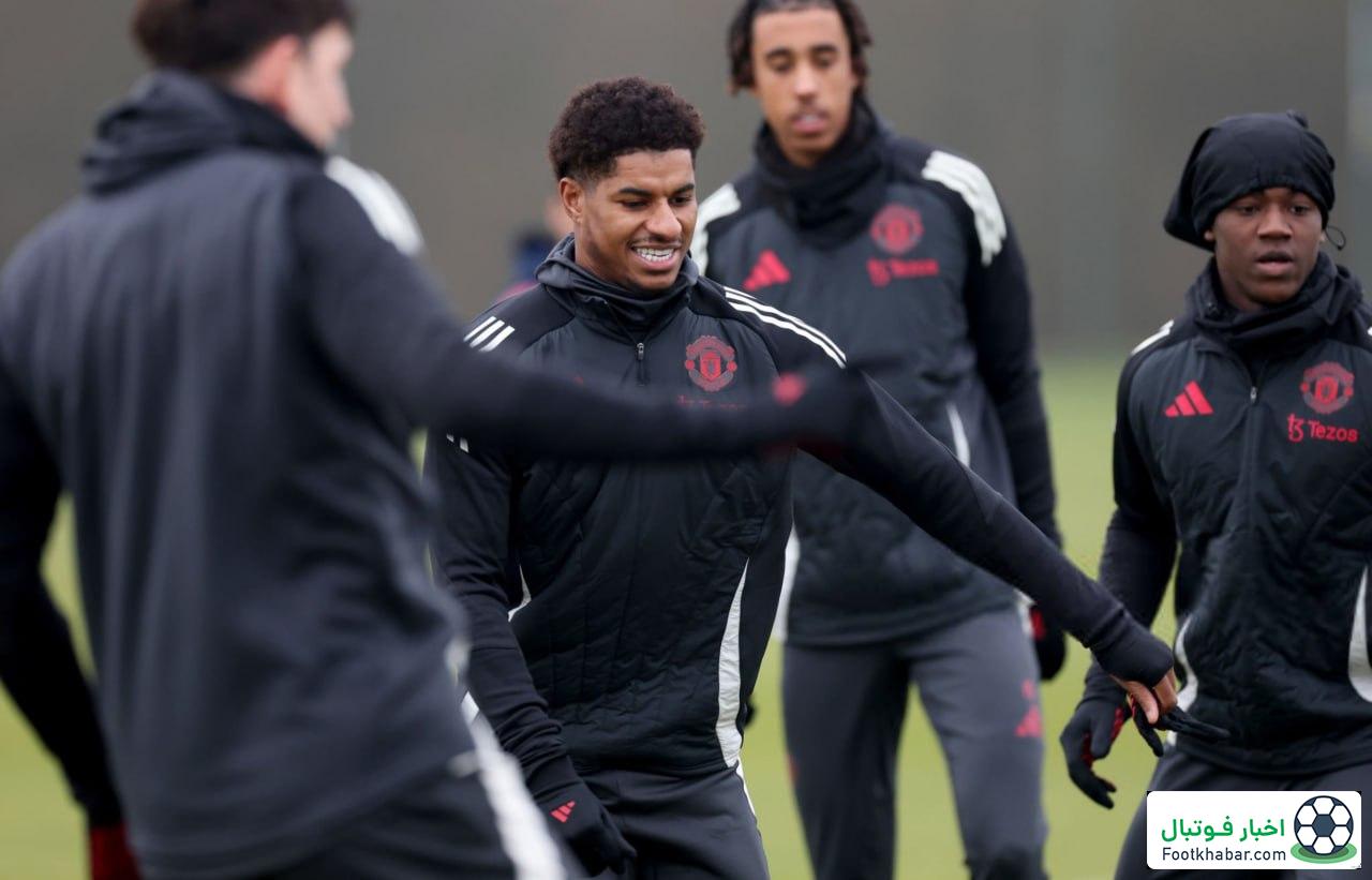 پیام به بارسا: خنده رشفورد در تمرین یونایتد (عکس)‏