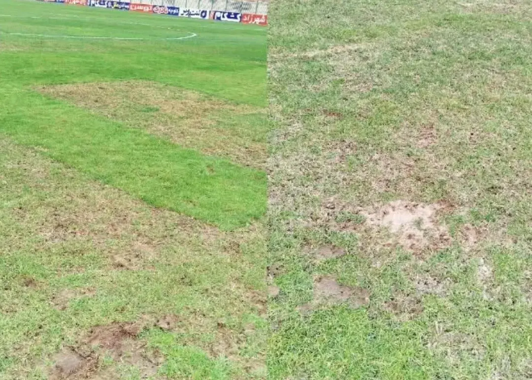 ادامه اوضاع اسفناک در ورزشگاه شرق تهران/ چمن تختی بعد از باران: شبیه به پارک!(عکس)